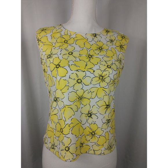 Petite Sophisticate Tops - Petite Sophisticate yellow flower sleeveless top